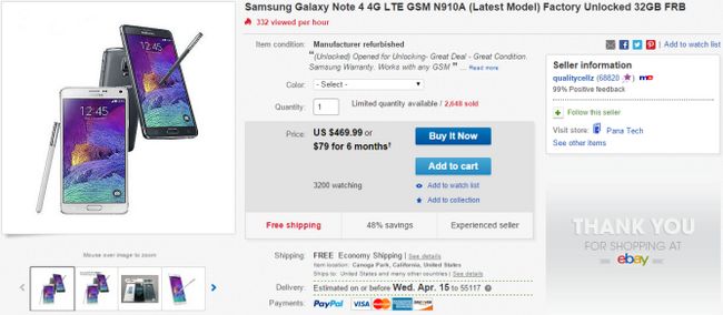Fotografía - [Alerta Trato] Desbloqueado Restaurado Samsung Galaxy Note 4 a la venta por $ 469.99 A través de ofertas diarias eBay